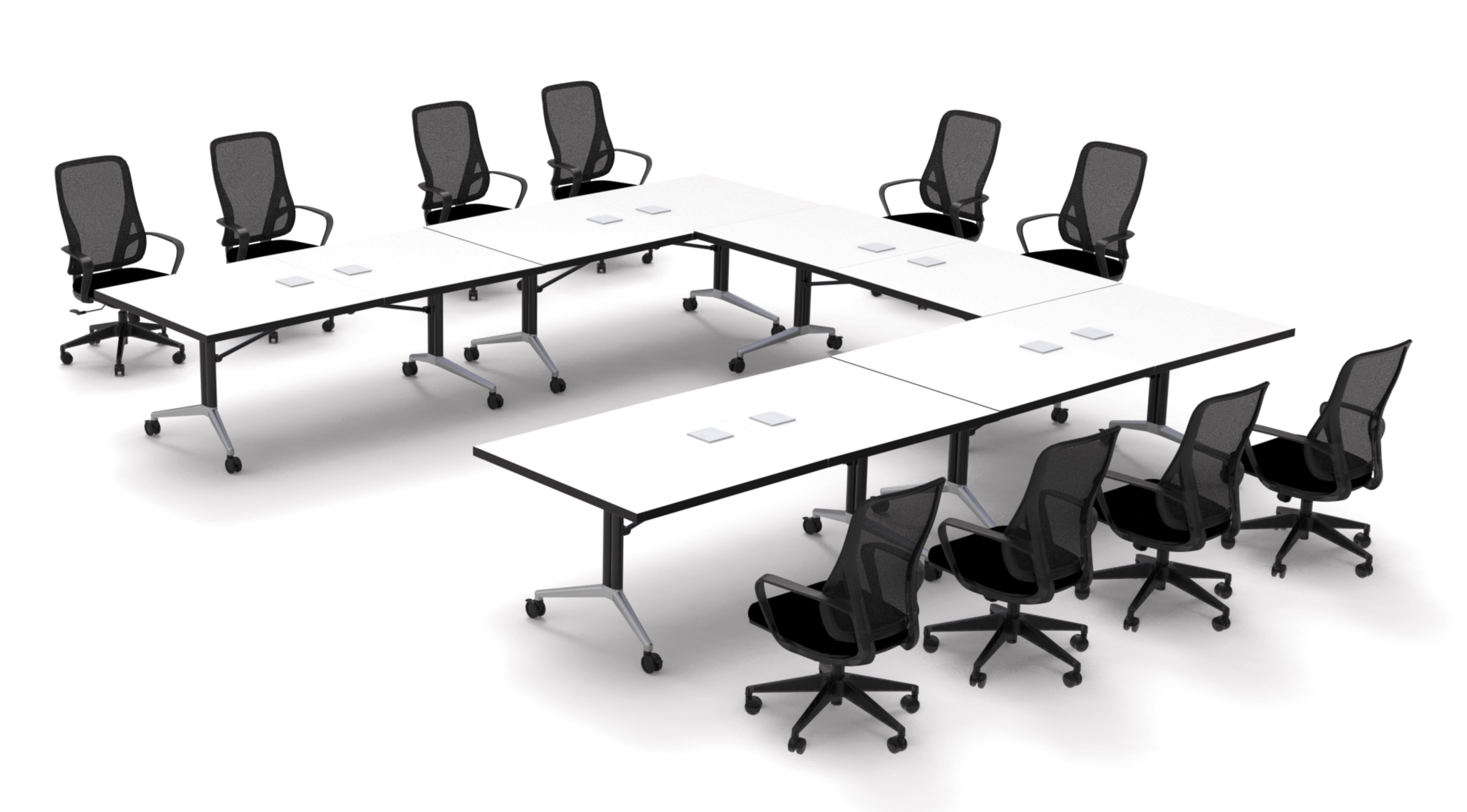 Team Tables Rectangle 10 Person Flip Top 72'' L Modular